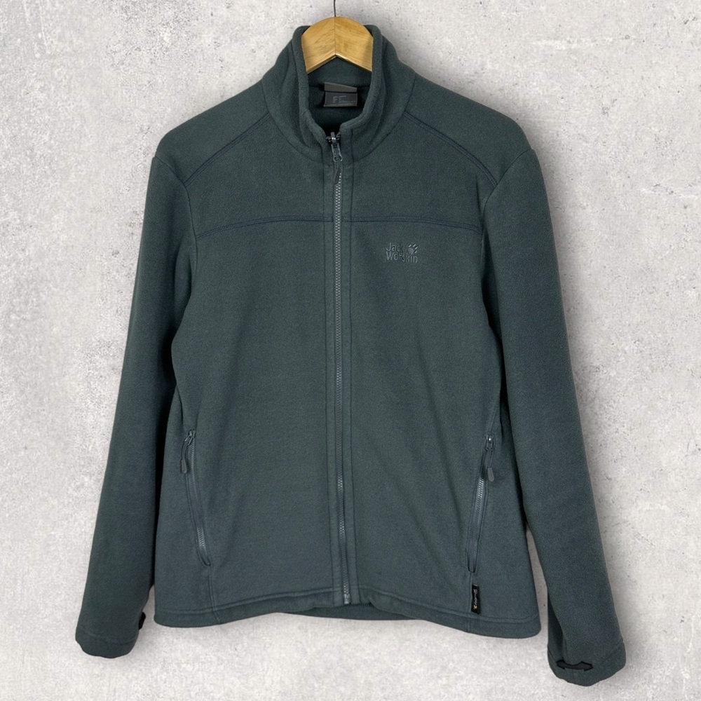 Jack Wolfskin Fleece Full Zipper Sweater Jacket Size Large Blue At Home Hiking L